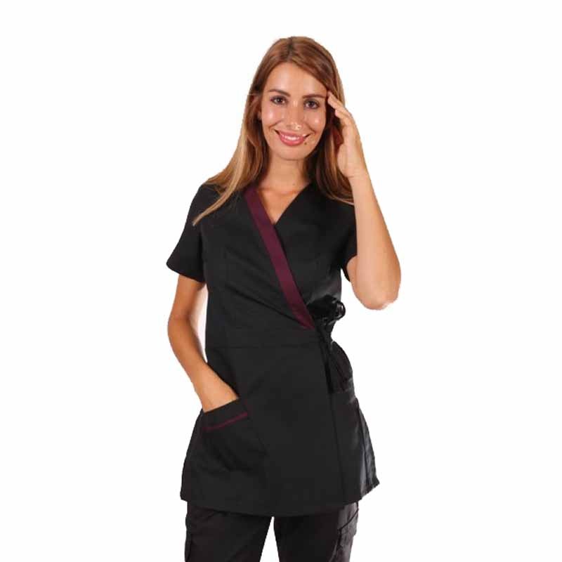 Women's Black and Plum Beautician Blouse