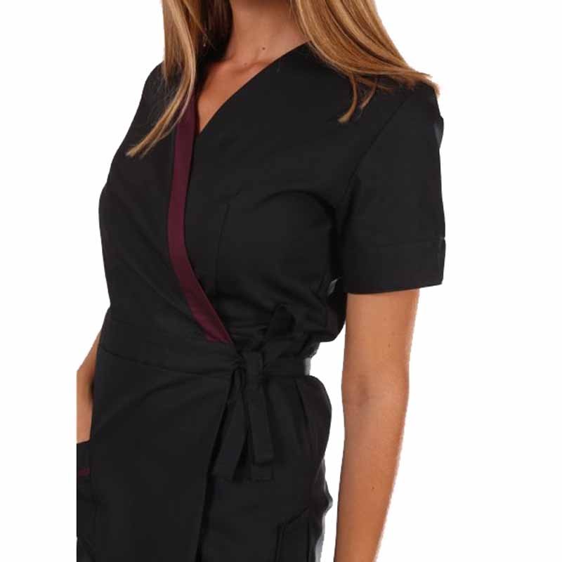 Women's Black and Plum Beautician Blouse