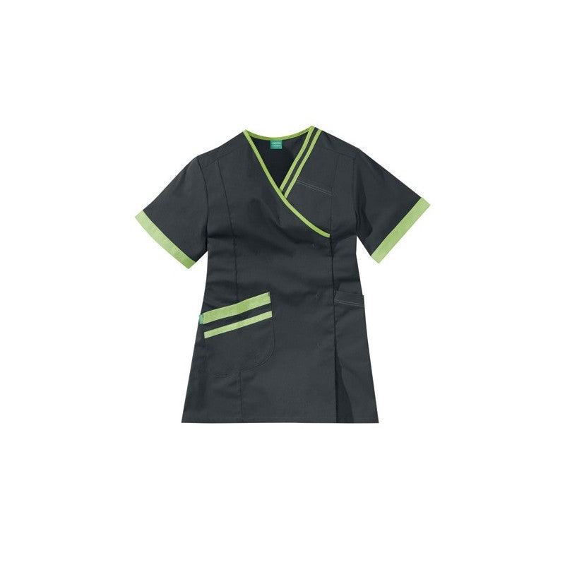 Women's Short Sleeve Medical Blouse Lilee Charcoal Grey and Pink