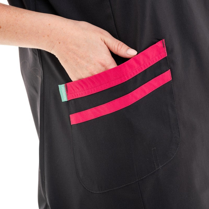 Women's Short Sleeve Medical Blouse Lilee Charcoal Grey and Pink