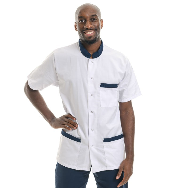 Men's Navy Blue Medical Blouse Claudio Model Washable at 60°