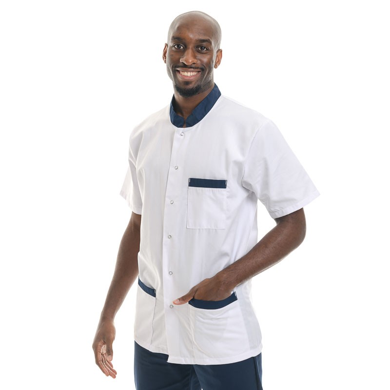 Men's Navy Blue Medical Blouse Claudio Model Washable at 60°