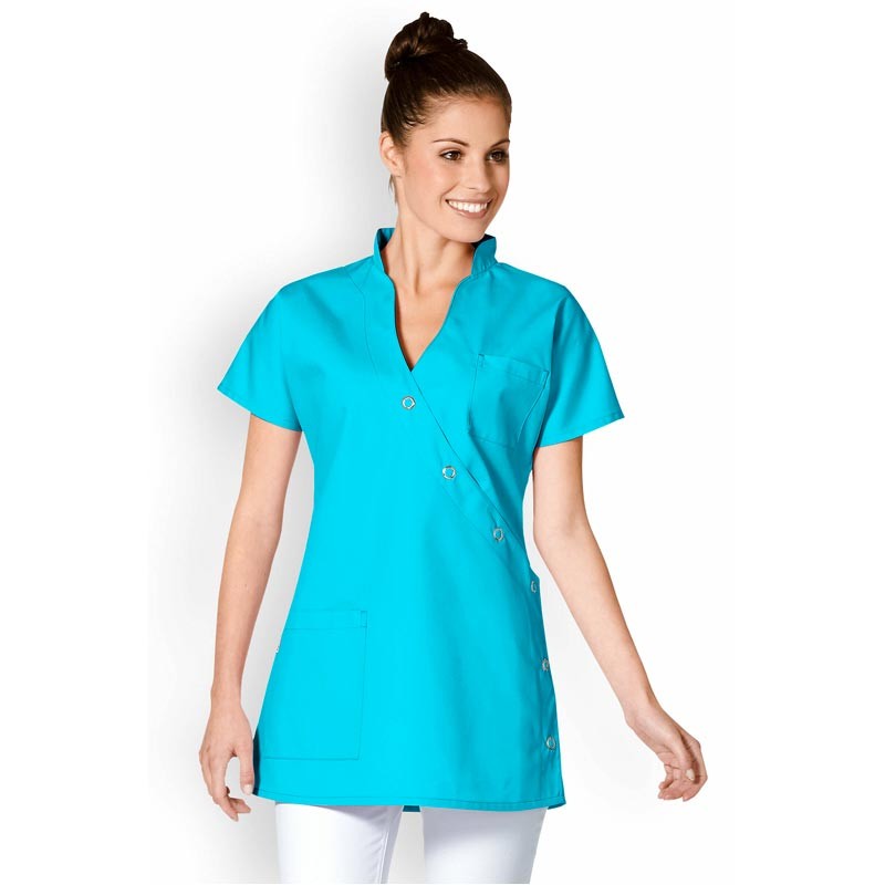 Women's Short Sleeve Medical Blouse Turquoise