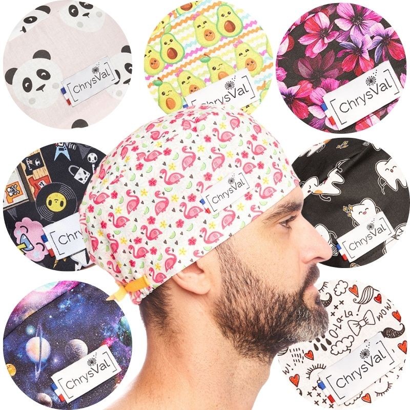 Unisex Short Medical Cap 100% Cotton with Patterns