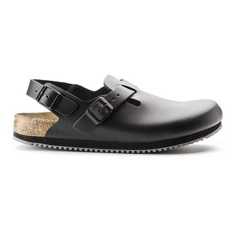 Tokio Unisex Work Clog Black Leather Super Grip Model