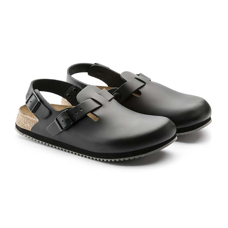 Tokio Unisex Work Clog Black Leather Super Grip Model