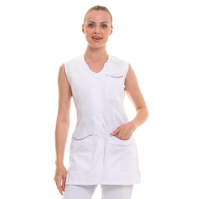 Women's White Sleeveless Work Tunic