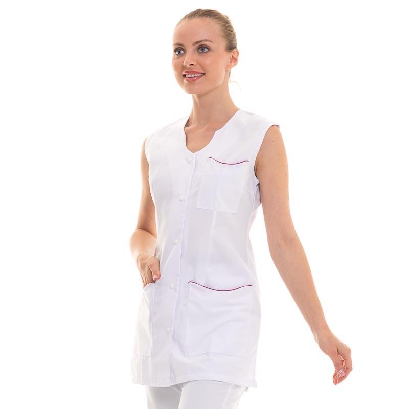 Women's White Sleeveless Work Tunic