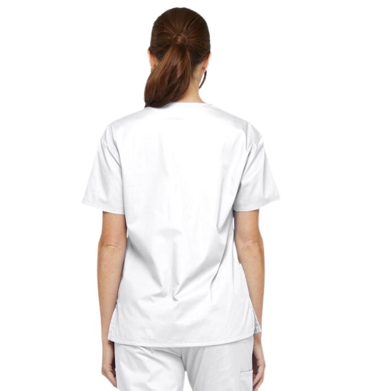 Unisex Medical Tunic Short Sleeves White V-Neck - DICKIES MEDICAL