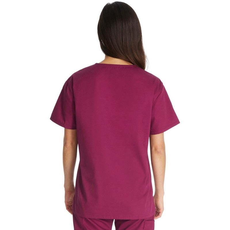 Mixed Medical Tunic Short Sleeves Burgundy V-Neck