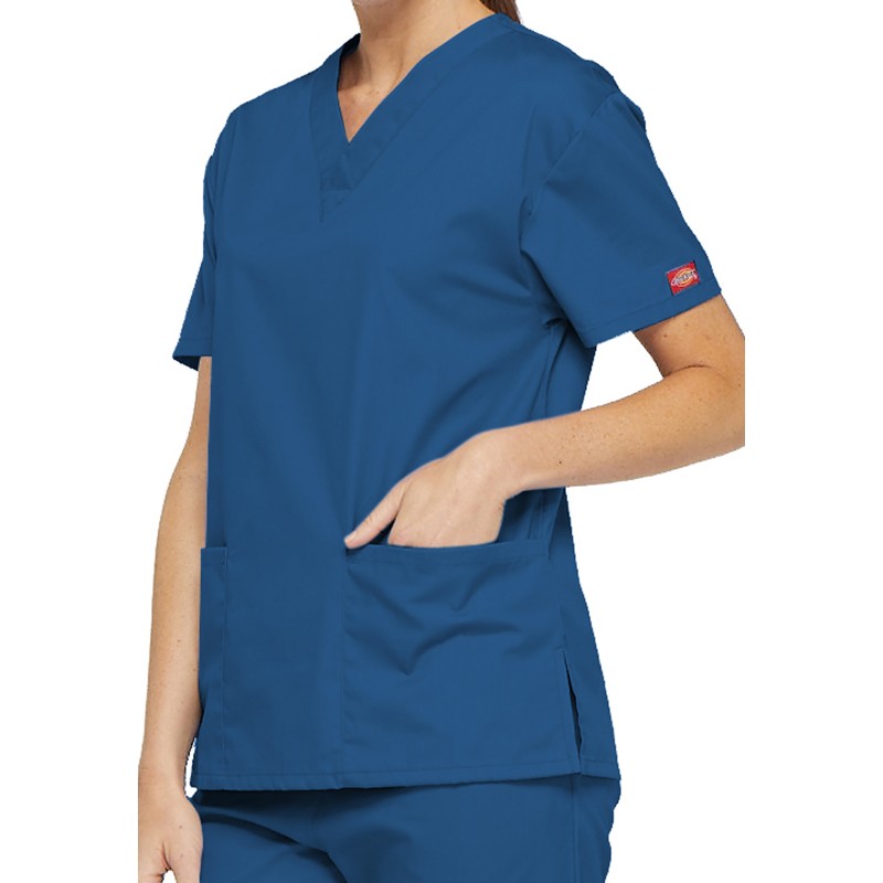 Unisex Medical Tunic Short Sleeves Royal Blue V-Neck