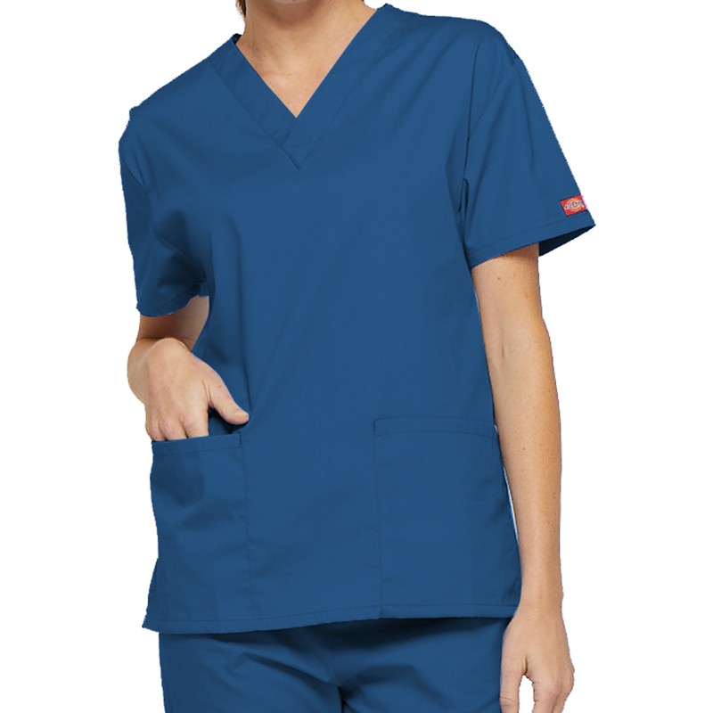 Unisex Medical Tunic Short Sleeves Royal Blue V-Neck