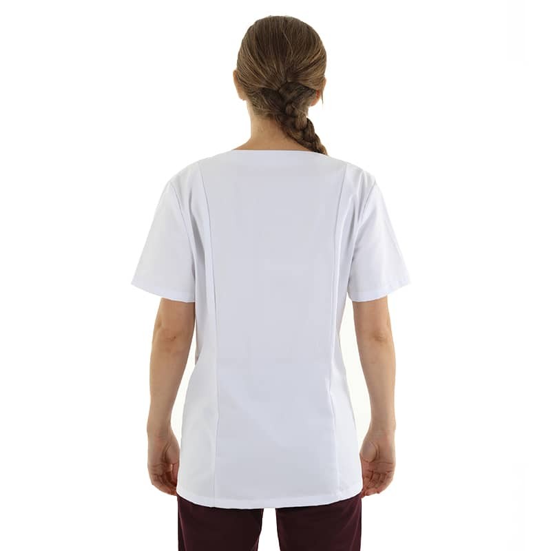 Women's Medical Blouse Short Sleeves White Plum
