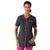 Women's Beautician Blouse Short Sleeves Anthracite Gray Pink Trim