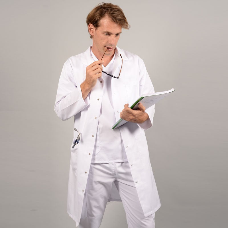 Long White Medical Coat Washable at 75°
