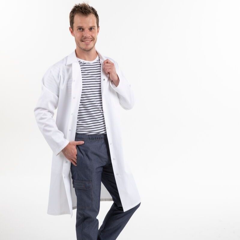 Long White Medical Coat Washable at 75°