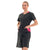 Women's Short-Sleeved Work Blouse in Charcoal and Raspberry