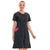 Women's Short-Sleeved Work Blouse in Charcoal and Raspberry