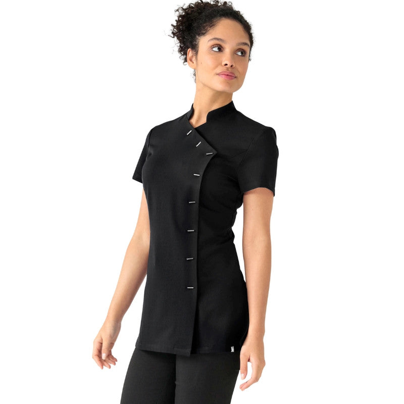 Women's Short Sleeve Black Beautician Blouse