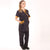 Women's Charcoal Gray and Orange Medical Blouse Short Sleeves