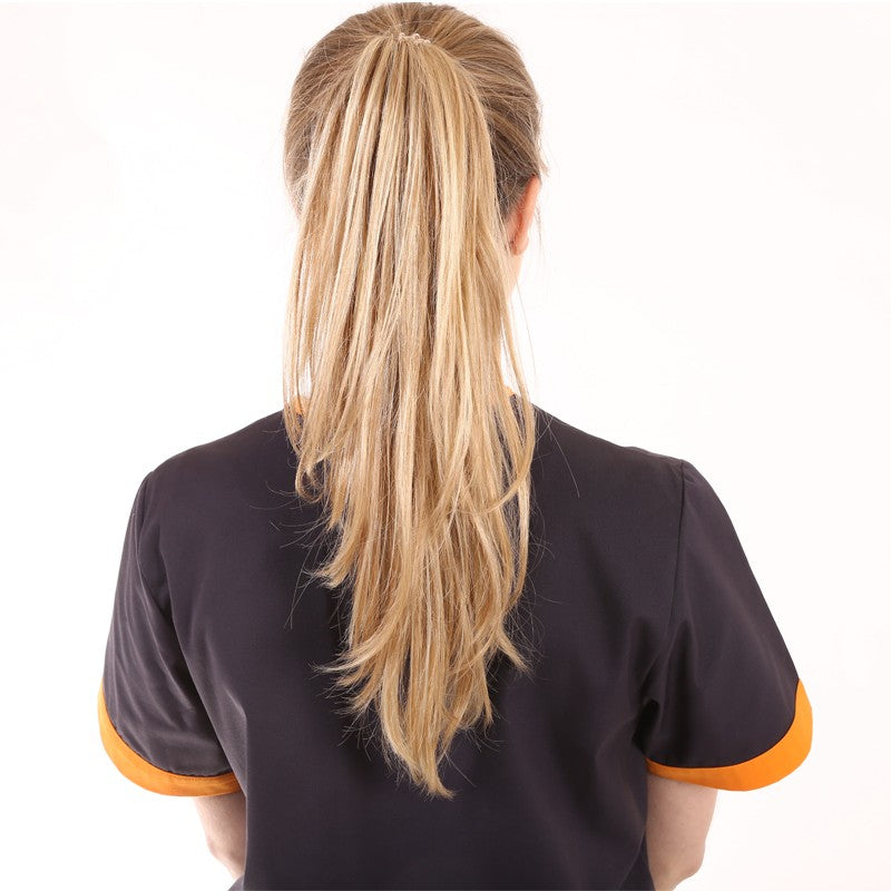 Women's Medical Blouse Charcoal Gray and Orange Short Sleeves
