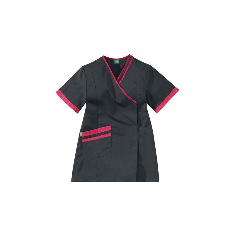 Women's Short Sleeve Medical Blouse Lilee Charcoal Grey and Pink