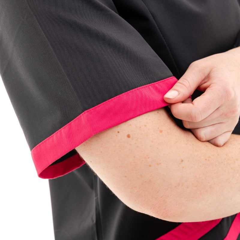 Women's Short Sleeve Medical Blouse Lilee Charcoal Grey and Pink