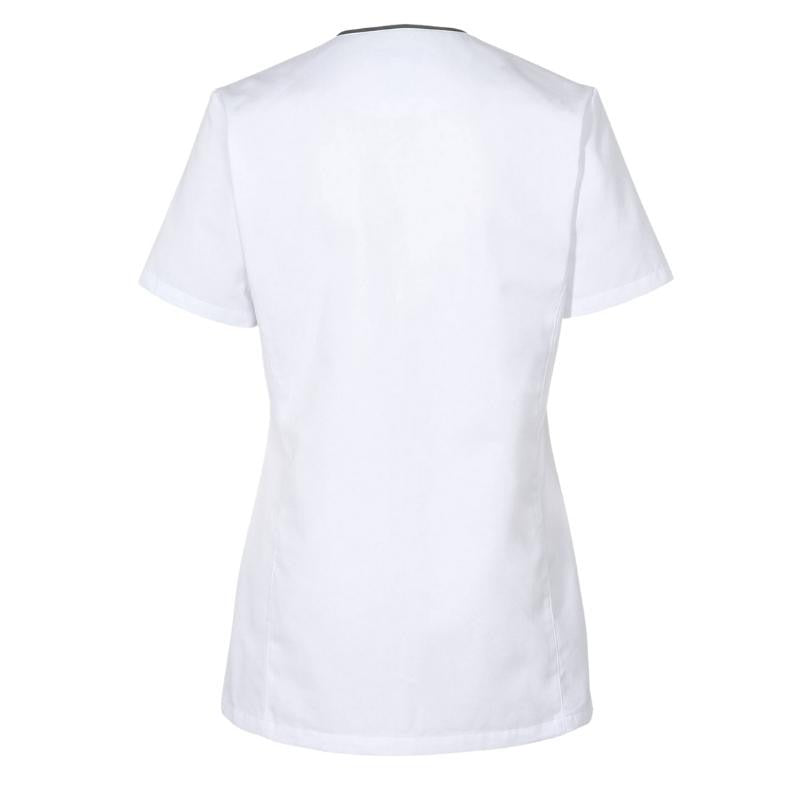 Women's White Medical Blouse with Anthracite Trim - CLINIC DRESS
