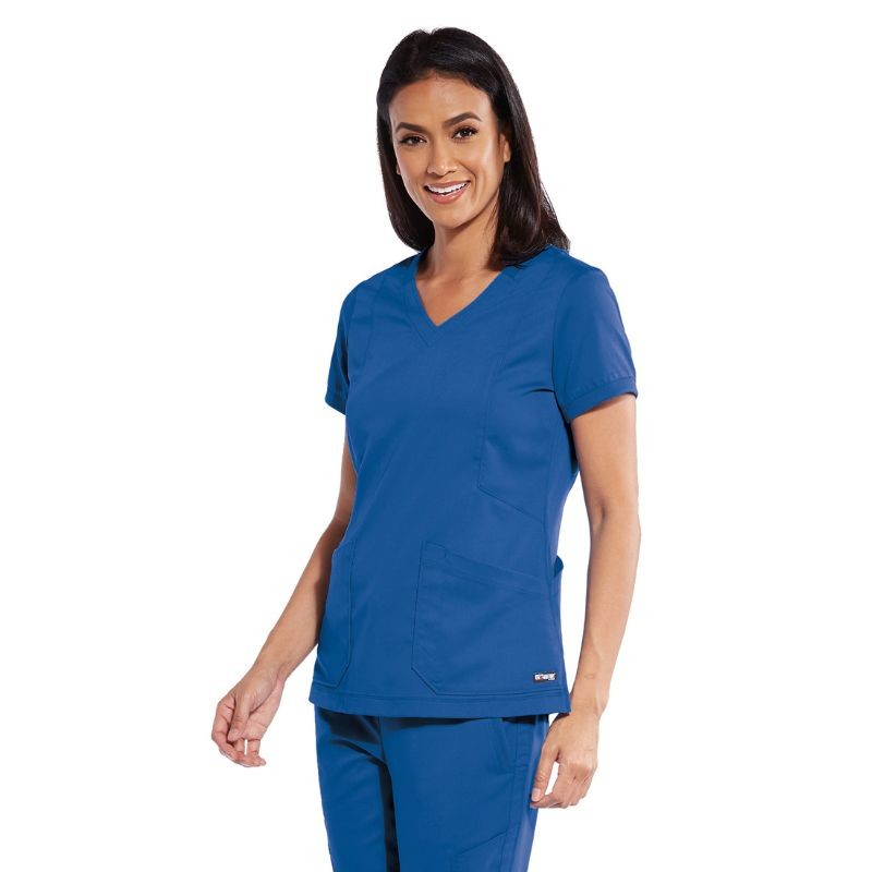 Women&#39;s V-Neck Medical Scrub Grey