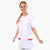 Women's Medical Blouse Short Sleeves White and Plum