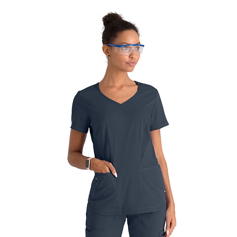 Women's Medical Tunic with Steel Grey Sport Collar