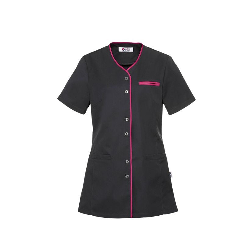 Women's Beige Medical and Aesthetic Blouse with Gray Trim