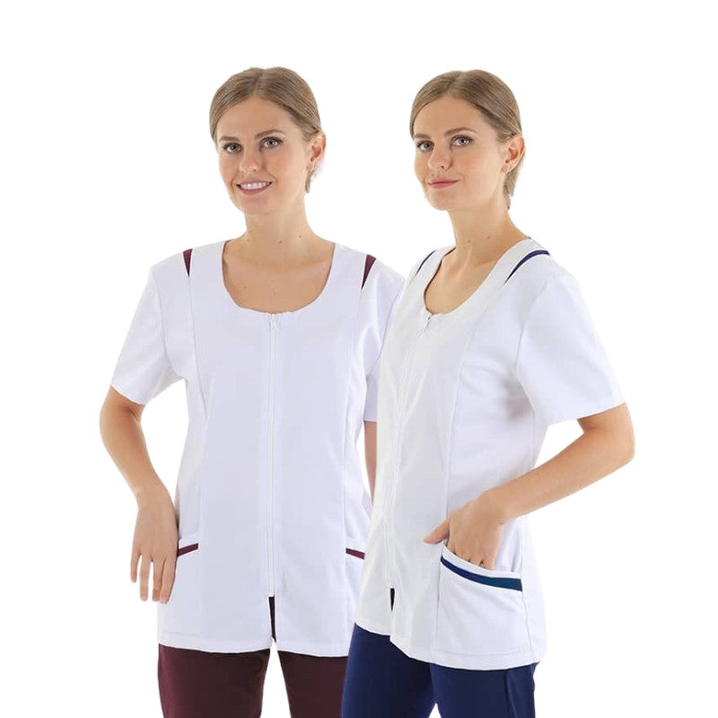 Women's Short Sleeve White Medical Blouse