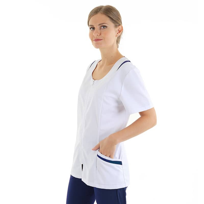 Women's Short Sleeve White Medical Blouse