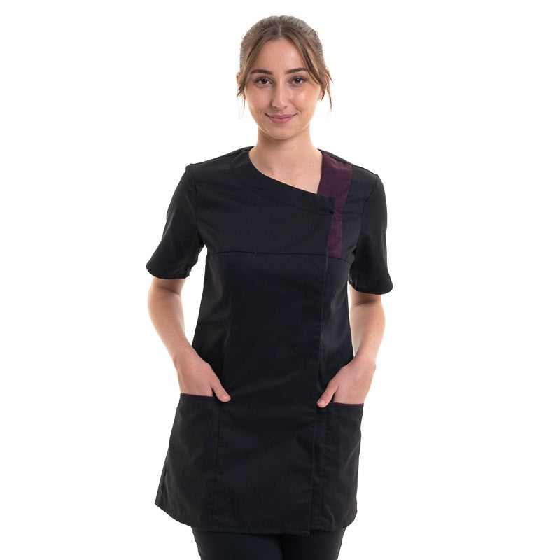 Women's Lisa Black and Plum Medical Blouse 