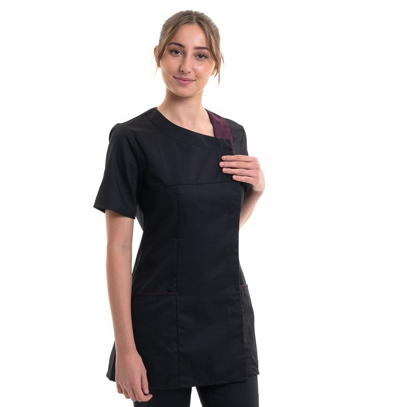 Women's Lisa Black and Plum Medical Blouse 