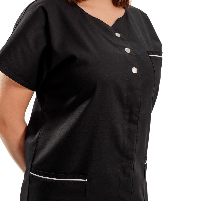 Valia Black Women's Work Blouse Washable at 60° 