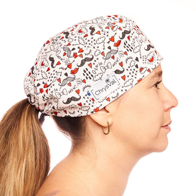 Unisex Short Medical Cap 100% Cotton with Patterns 