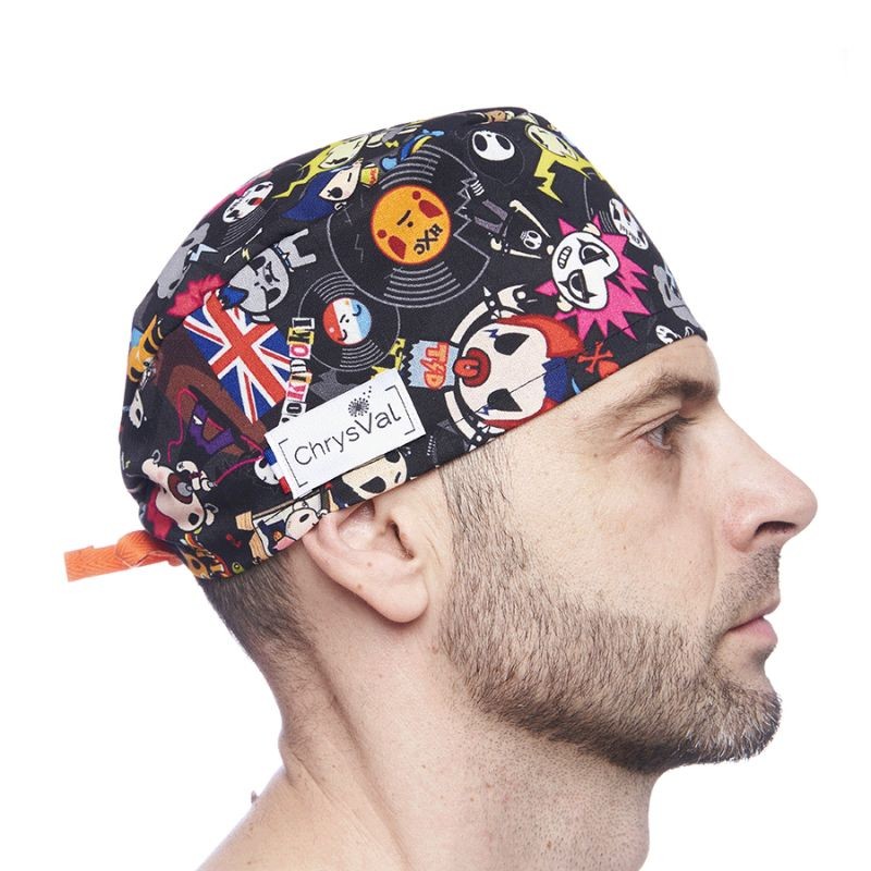 Unisex Short Medical Cap 100% Cotton with Patterns 