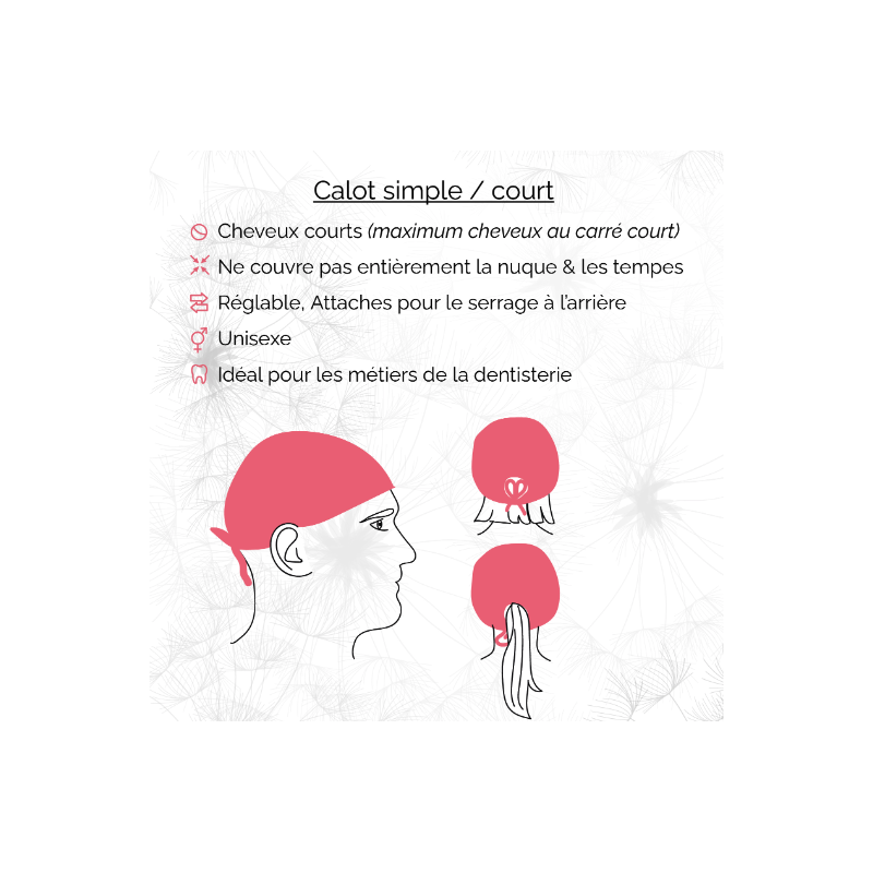 Unisex Short Medical Cap 100% Cotton with Patterns 