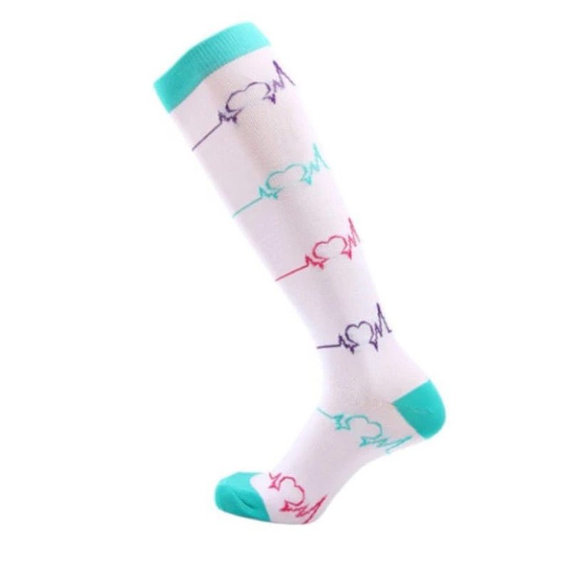 White Compression Socks with Medical Pattern