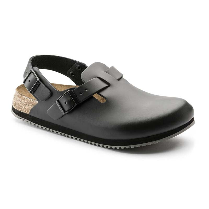 Tokio Unisex Work Clog Black Leather Super Grip Model 