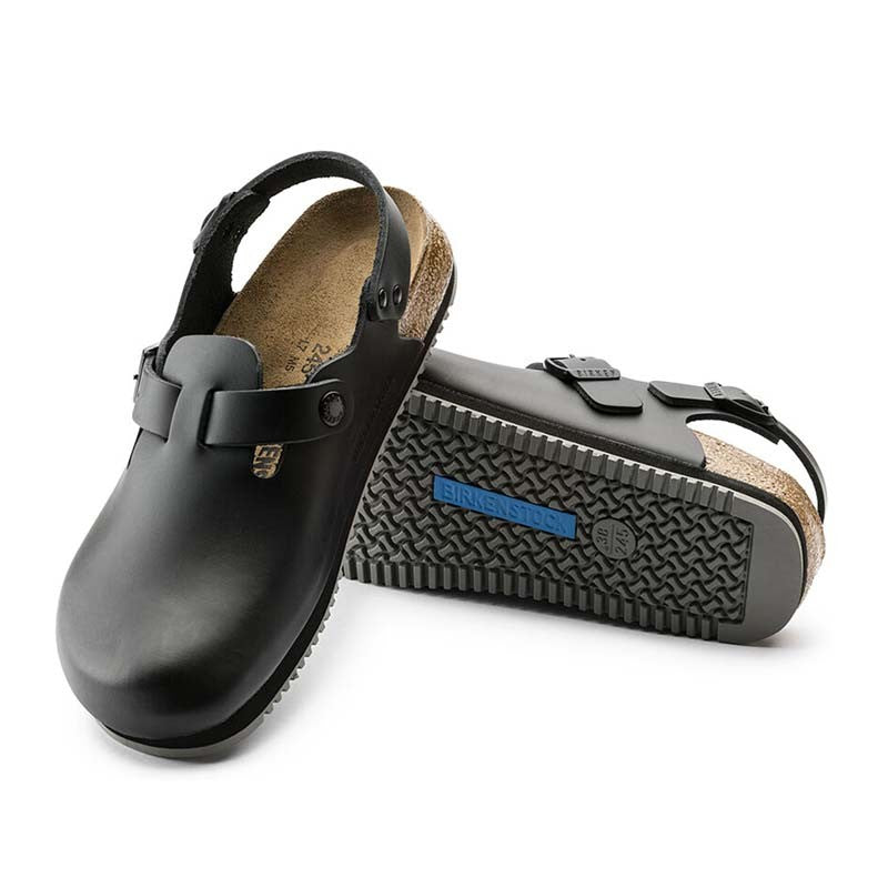 Tokio Unisex Work Clog Black Leather Super Grip Model 