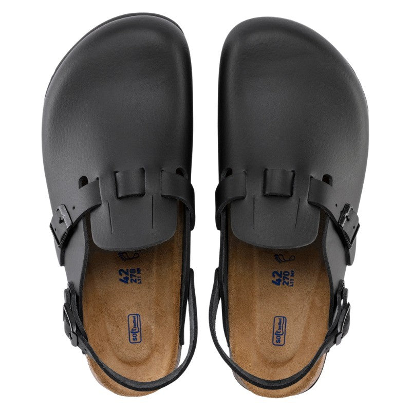 Black Natural Leather Work Clogs with KAY SL Strap