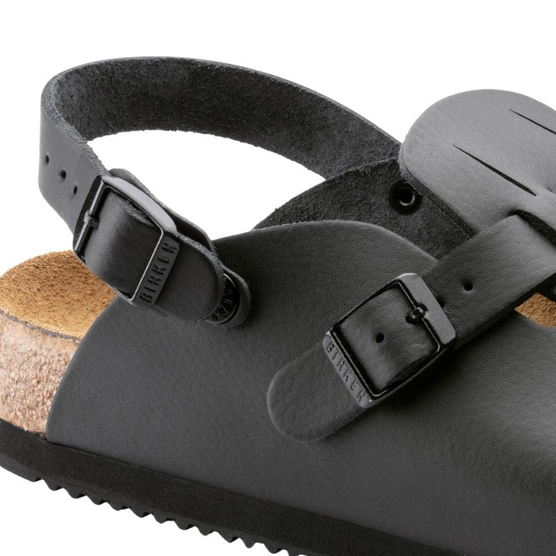 Black Natural Leather Work Clogs with KAY SL Strap