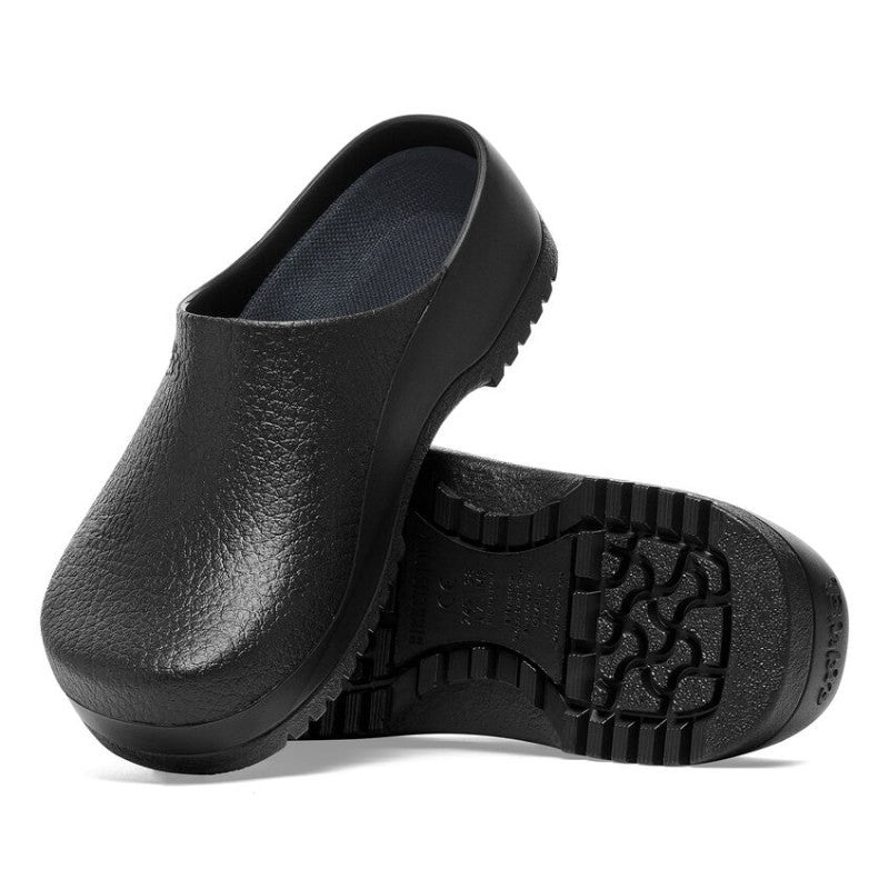 Super Birki Fusion Black Work Clogs with Non-Slip Soles