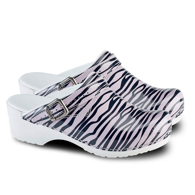 Women's Zebra Medical Clogs with Adjustable Strap