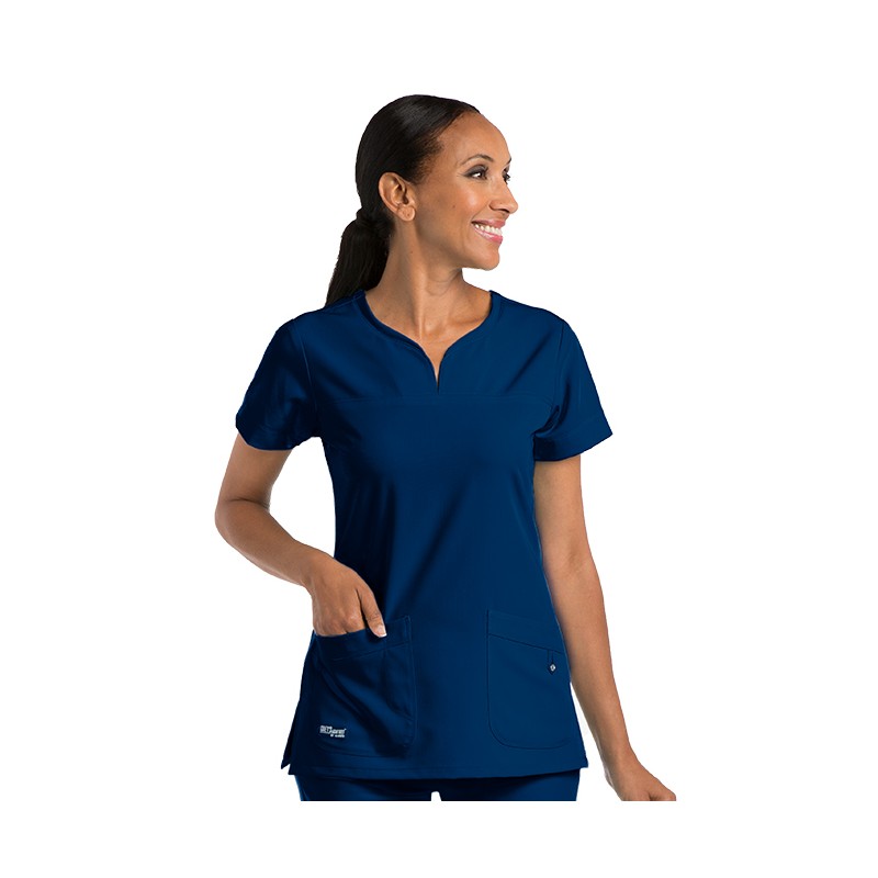 Women's Curved V-Neck Tunic Navy Blue - GREY'S ANATOMY by BARCO