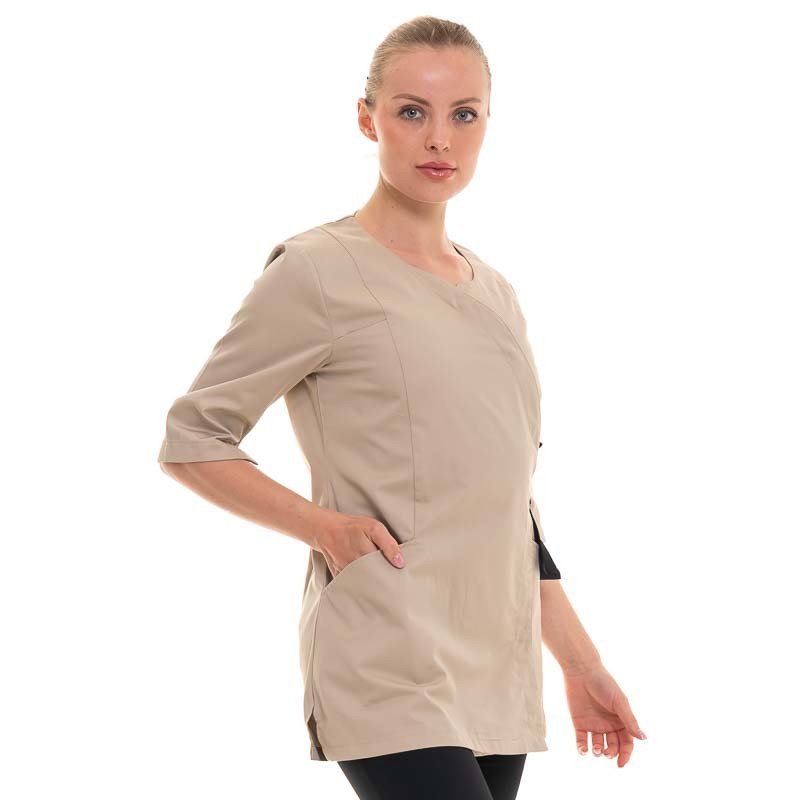 Women's Beige Beautician Tunic Faustine Model - HASSON BY MOLINEL