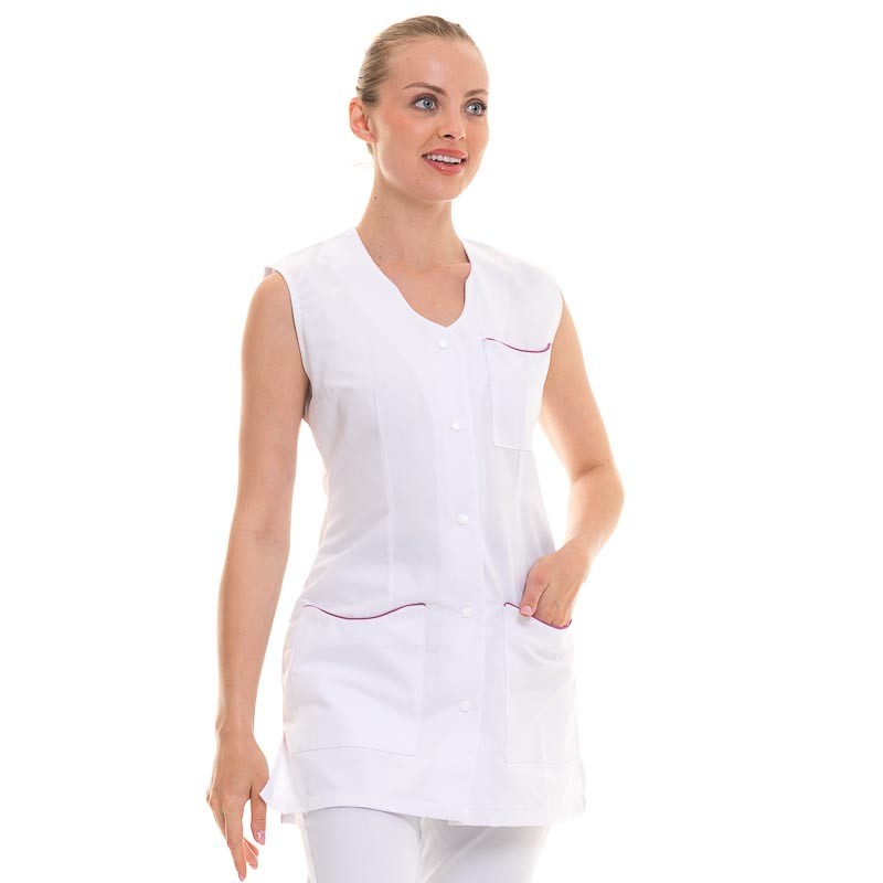 Women's White Sleeveless Work Tunic